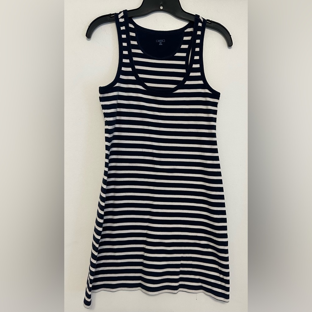 Gap Body Striped Racerback Tank Dress, small, navy and white